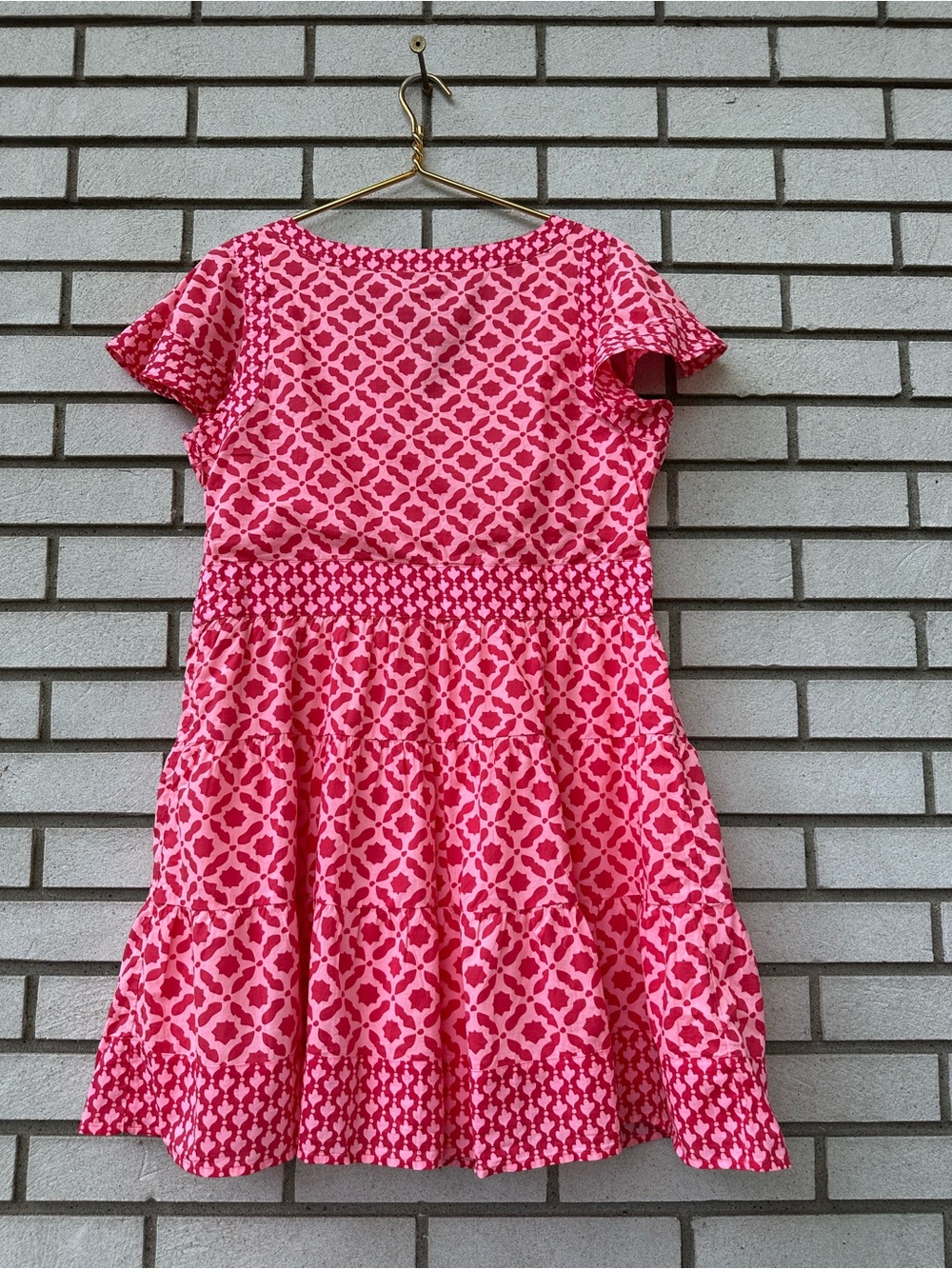 Vineyard Vines Bright Peach Mix Print Tiered Mini Dress NWT Cotton Medium - Picture 11 of 13